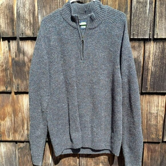 Abercrombie & Fitch Wool Sweater Men's Extra Large Brown Mock 1/4 Zip Pullover - Picture 2 of 10